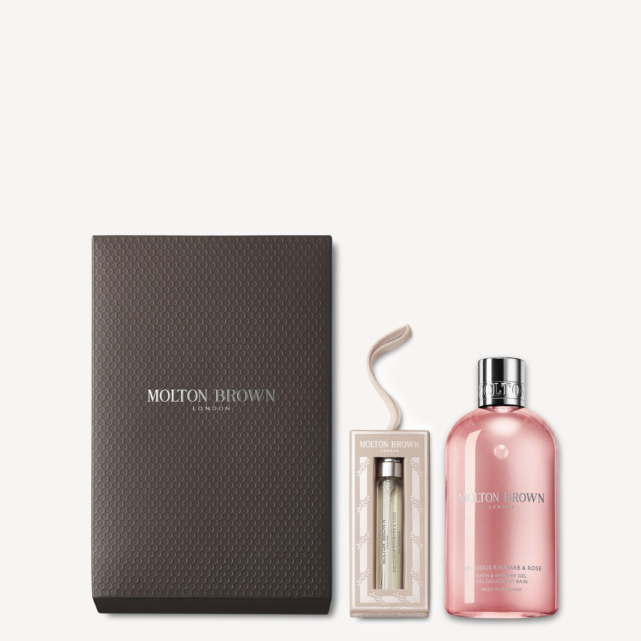 Delicious Rhubarb & Rose Gel Doccia & Fragrance Bauble Gift Set